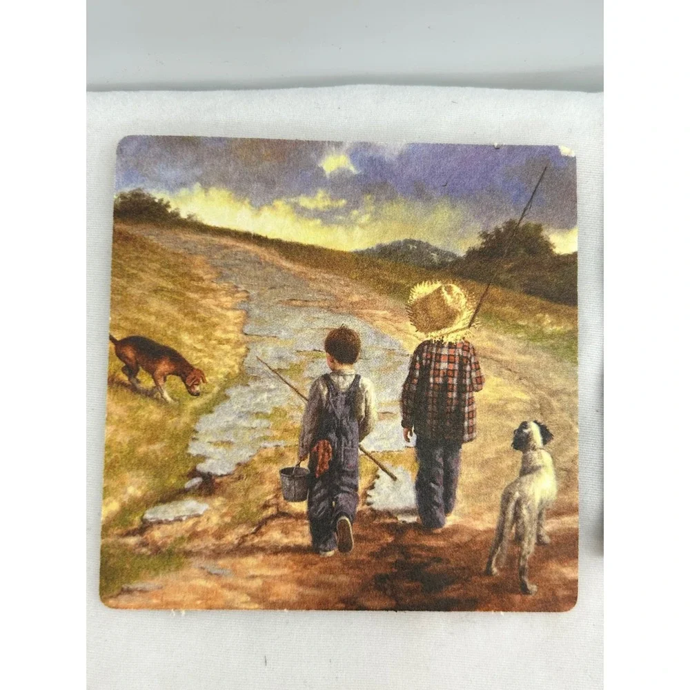 Jim Daly Americana Art Coasters Set of 7 Vintage Nostalgic Childhood Scenes